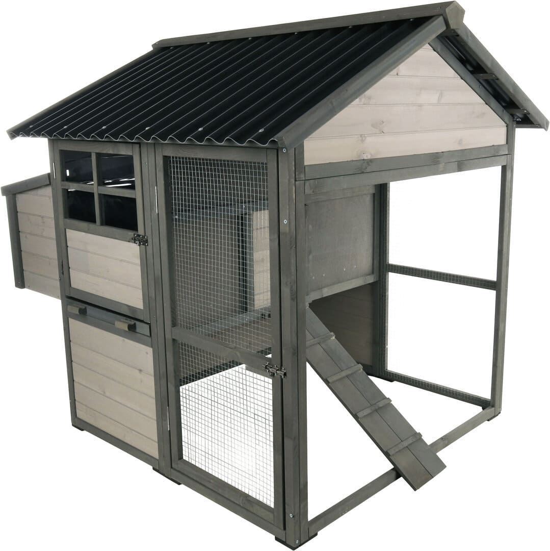 Flamingo Zivo Cottage Kippenhok met Ren – Grijs – 328 cm