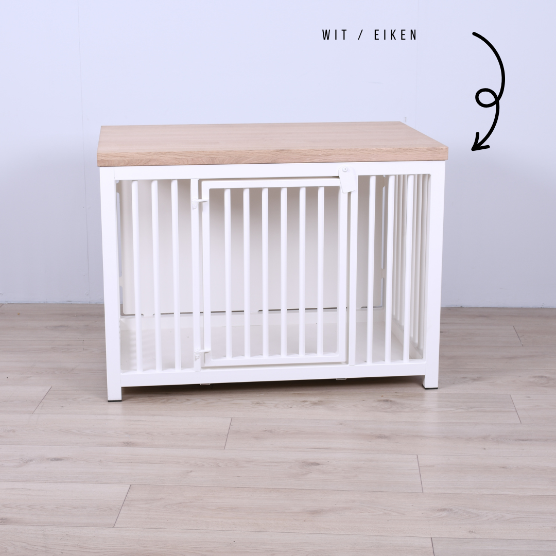 Hondenbench Staal & Massief Eiken – (Demo)