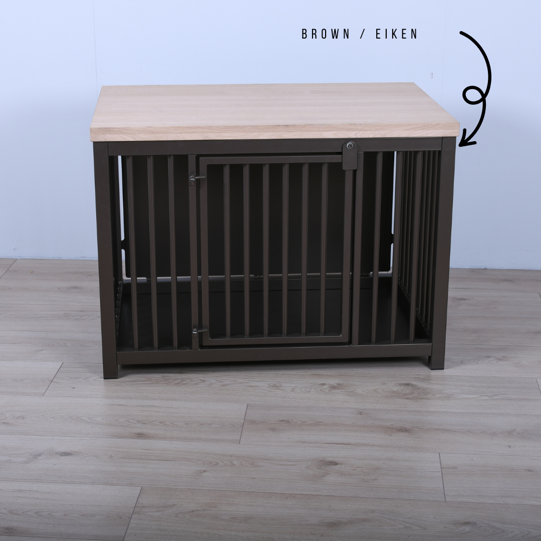 Hondenbench Staal & Massief Eiken – (Demo)