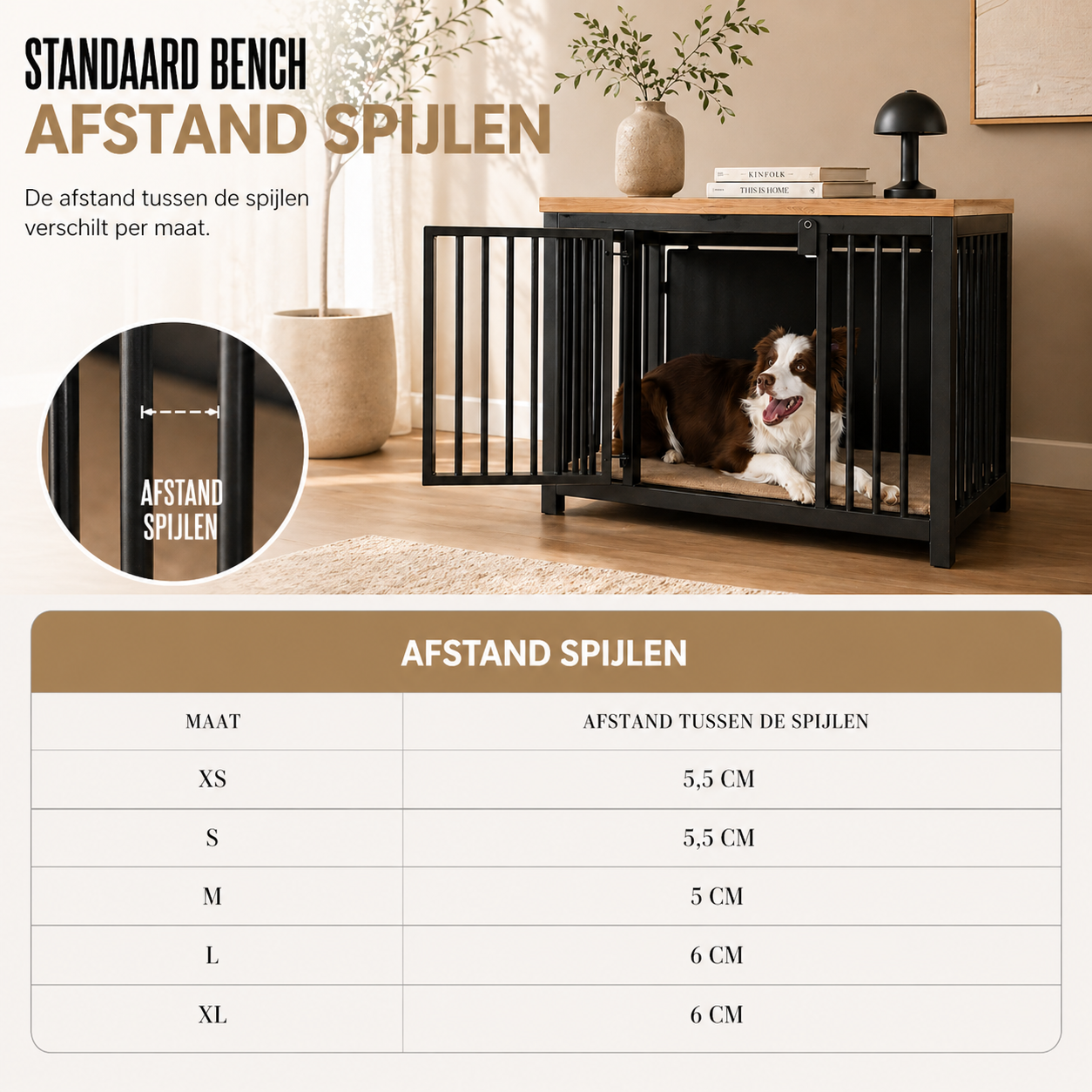 Hondenbench Staal & Massief Eiken – (Demo)