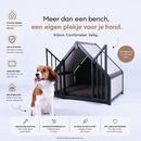 Hondenbench huisje staal en hout creme (Demo)