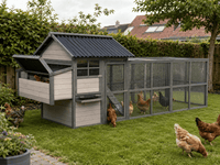 Flamingo Zivo Cottage Kippenhok met Ren – Grijs – 328 cm