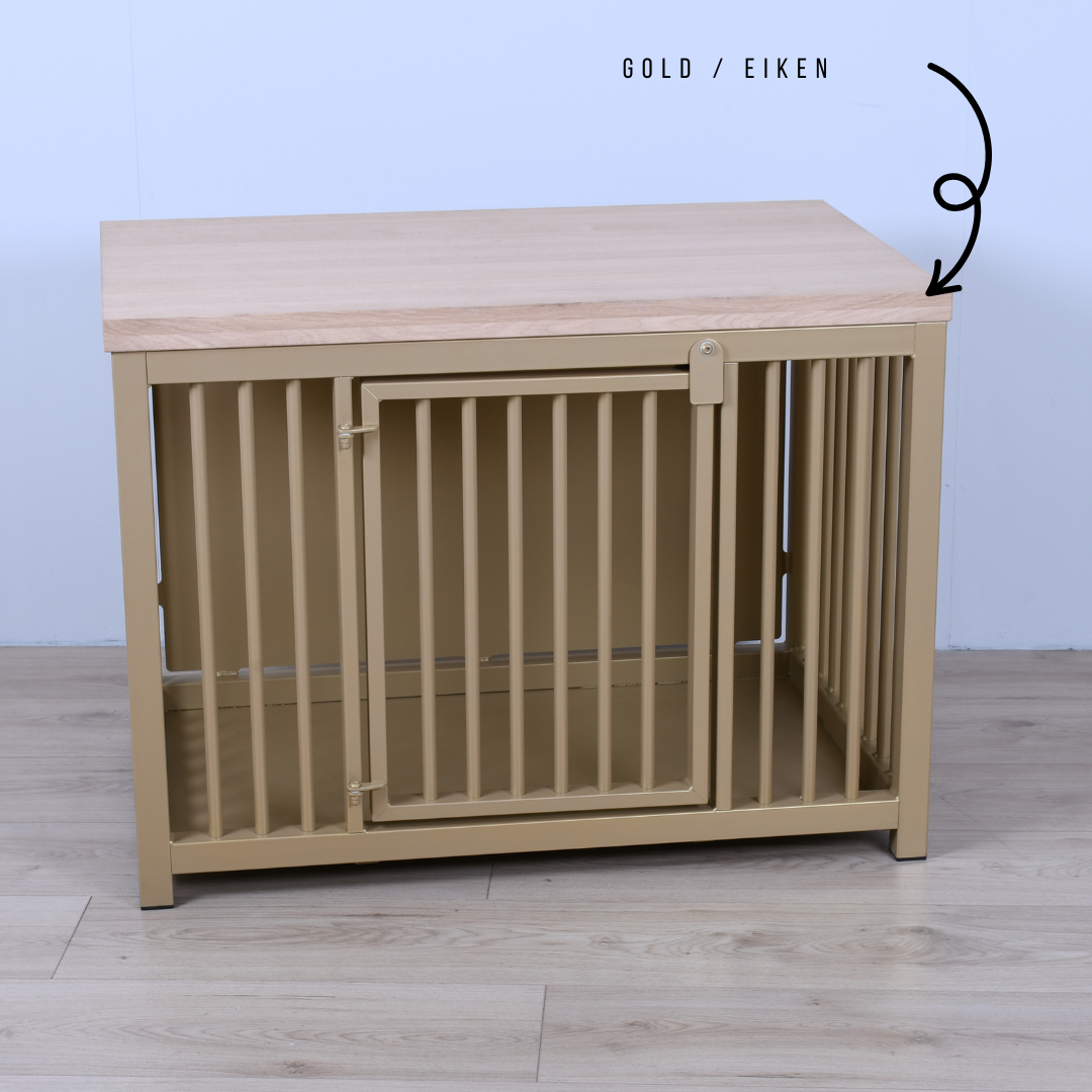 Hondenbench Staal & Massief Eiken – (Demo)