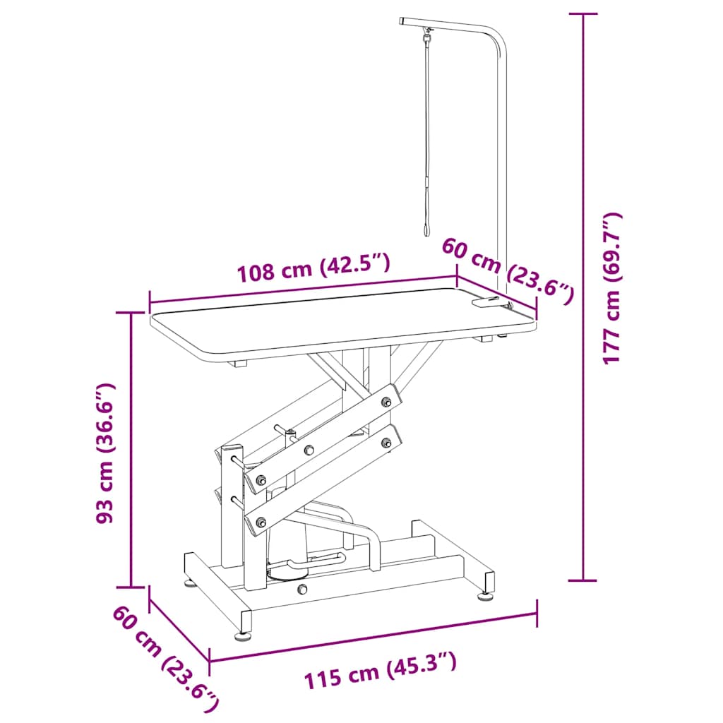 Hydraulisch verstelbare trimtafel met aanlijnoptie (Demo)